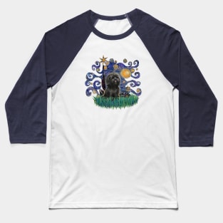 Moon and Stars with an Adorable Black Shih Tzu Baseball T-Shirt